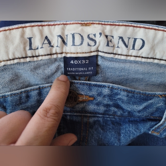 Lands' End Men's Traditional Fit 5 Pocket Stonewashed Denim Blue Jeans 40x32 - Picture 4 of 7